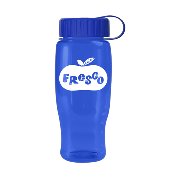 UpCycle Poly-Pure 27 Oz. Transparent Bottle with Tethered Lid, Screen Print