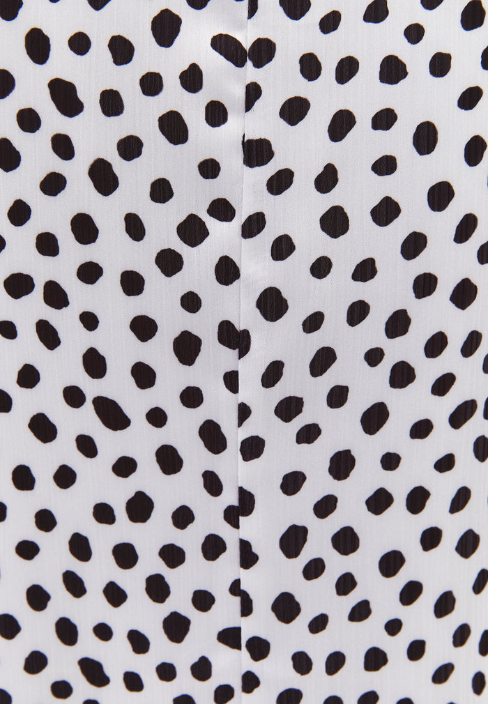 V-Neck Printed Long Modest Dress - POLKA DOT COMB