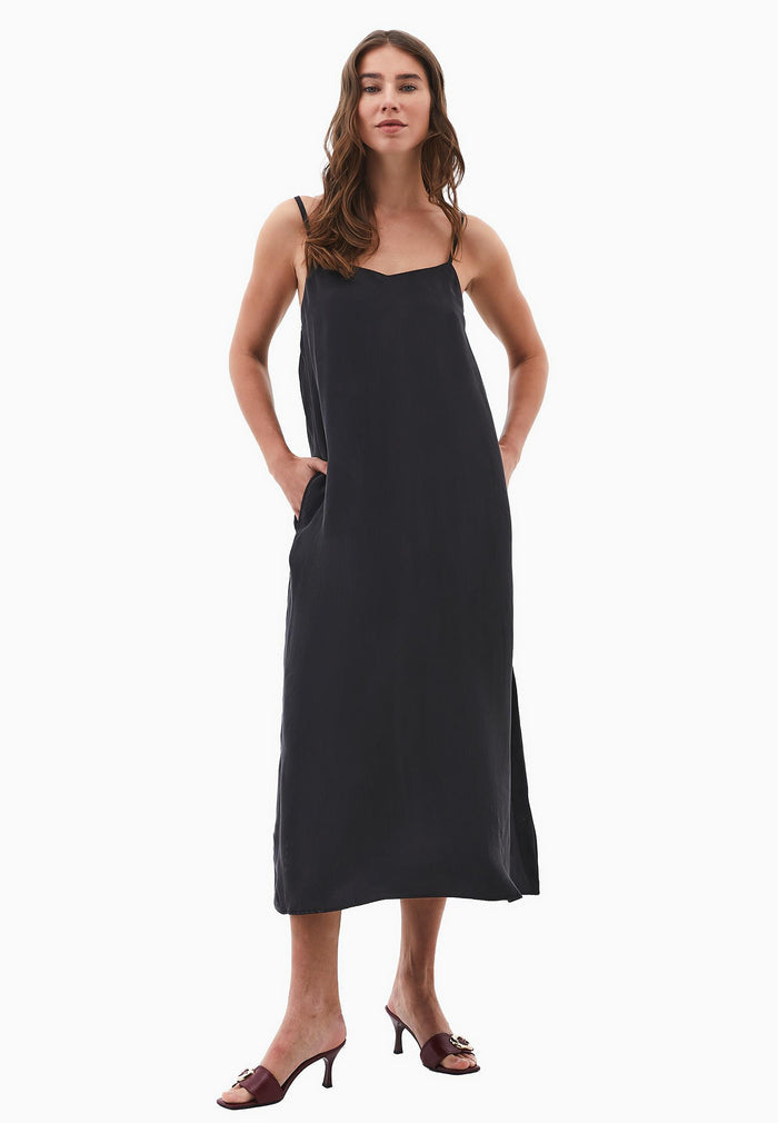 V Neck Strappy Dress - BLACK