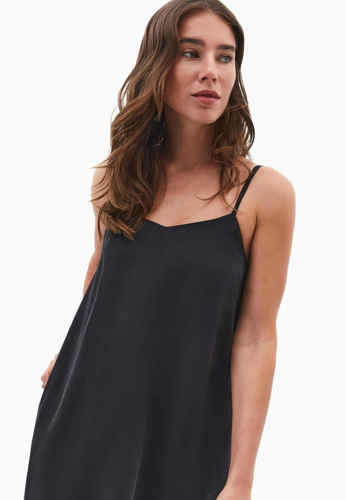 V Neck Strappy Dress - BLACK