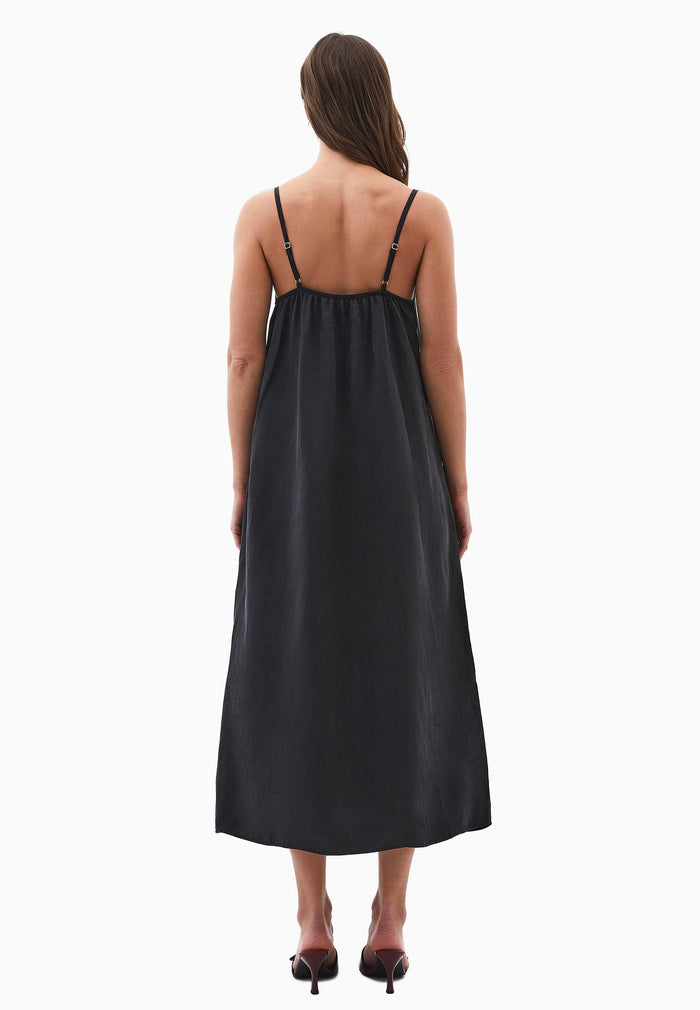 V Neck Strappy Dress - BLACK