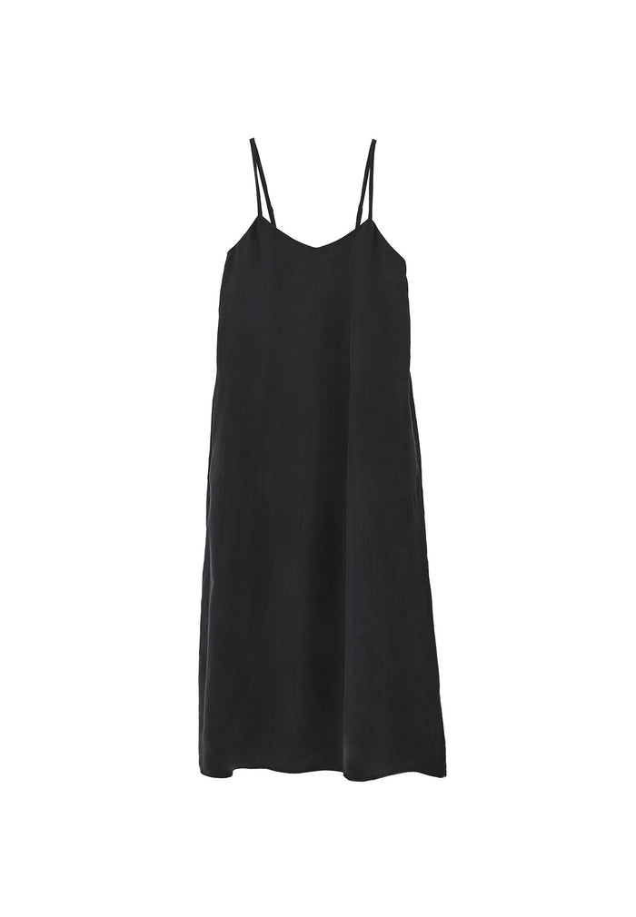V Neck Strappy Dress - BLACK