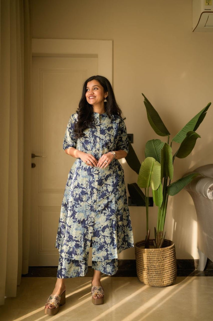 Vanya Cotton A-line Set- Indigo Shibori