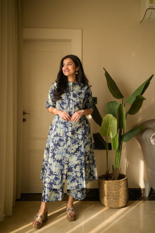 Vanya Cotton A-line Set- Indigo Shibori