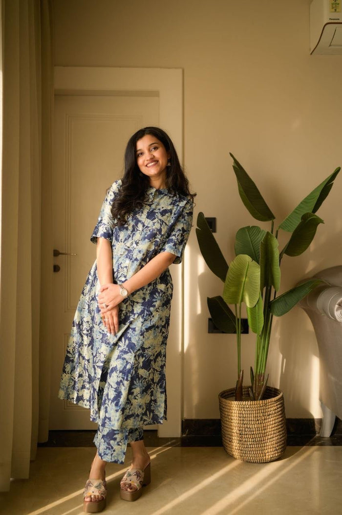 Vanya Cotton A-line Set- Indigo Shibori