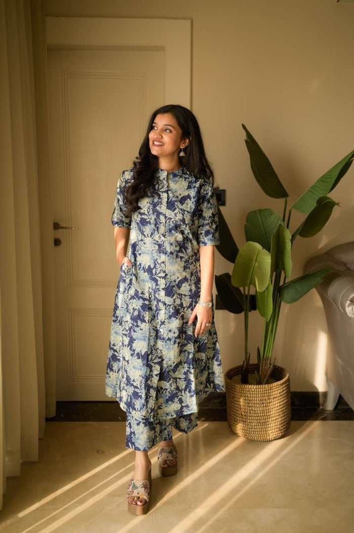Vanya Cotton A-line Set- Indigo Shibori