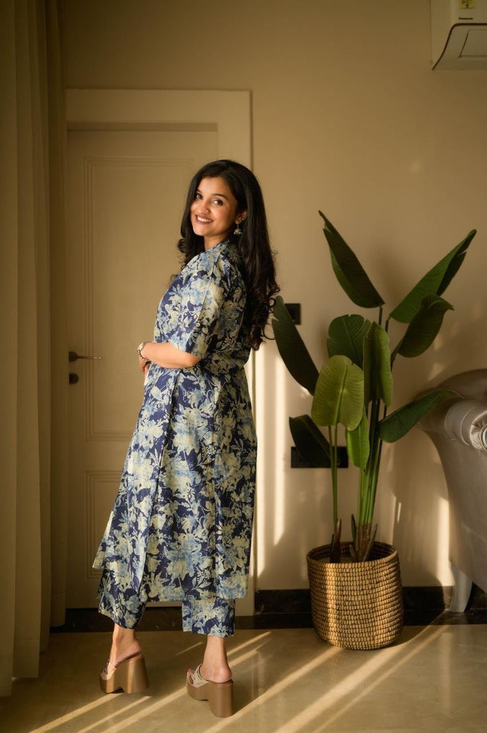 Vanya Cotton A-line Set- Indigo Shibori