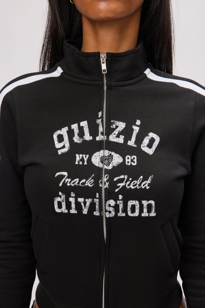Varsity Zip Up Jacket in Black
