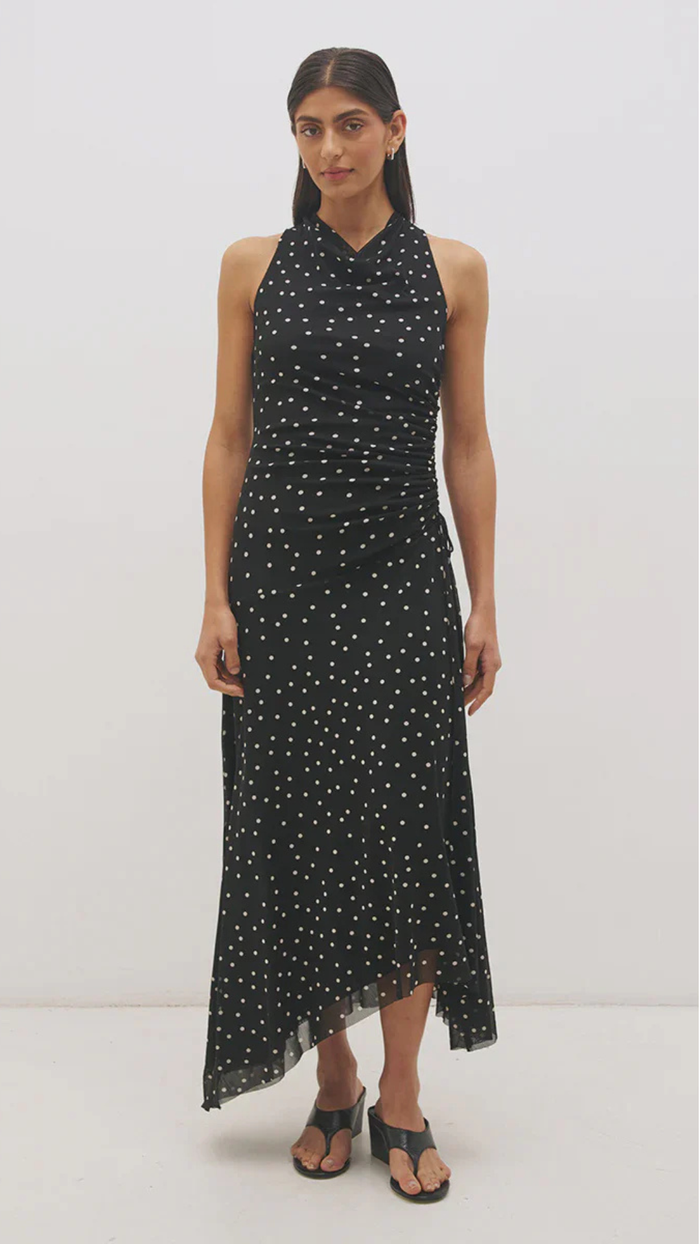 Vesper Spot Dress Black Base Polka Dot