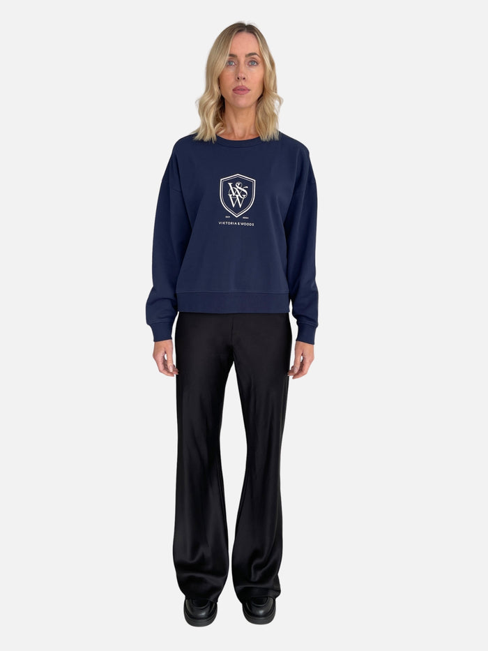 V&W Crest Sweater - Navy
