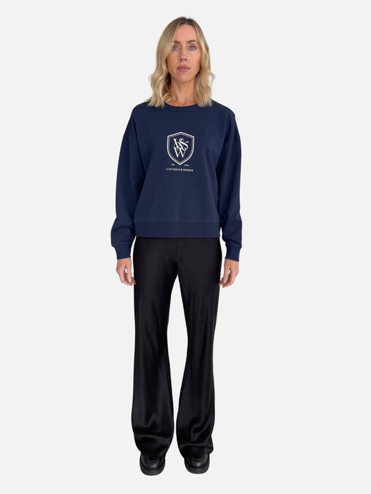 V&W Crest Sweater - Navy