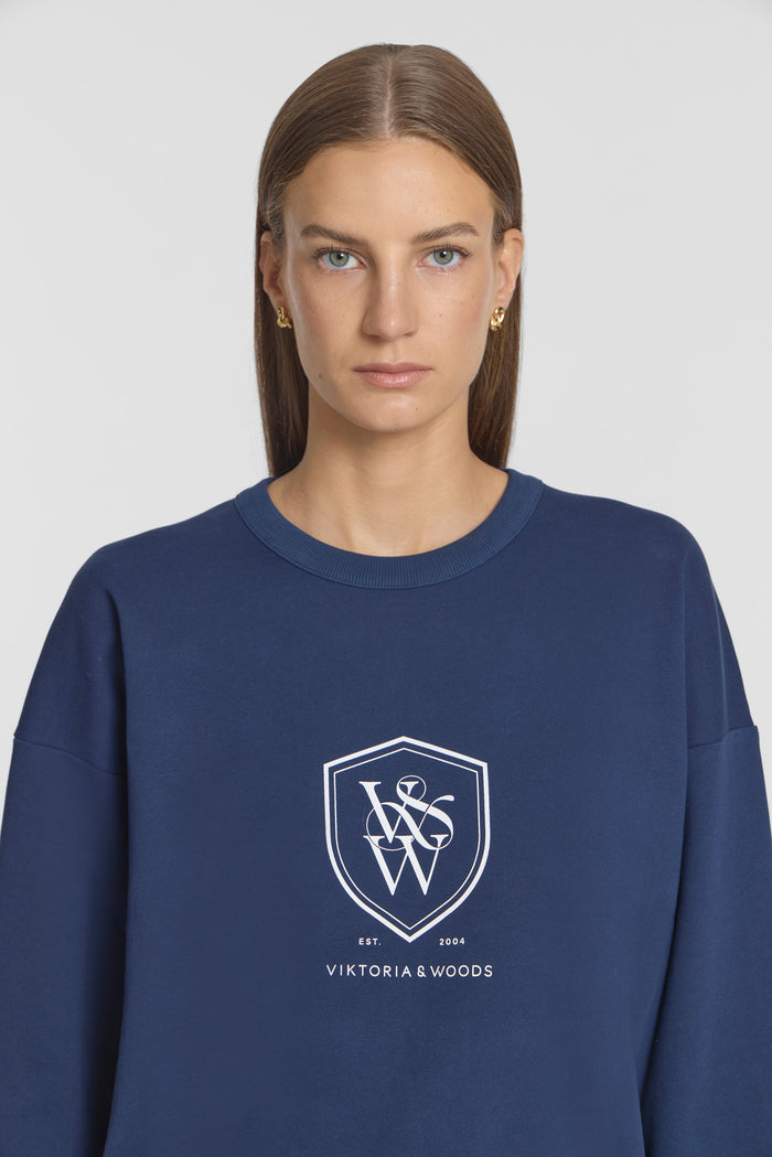 V&W Crest Sweater - Navy