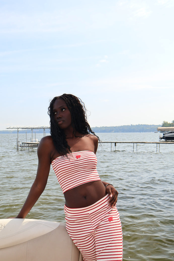W Stripe Tube Top Set