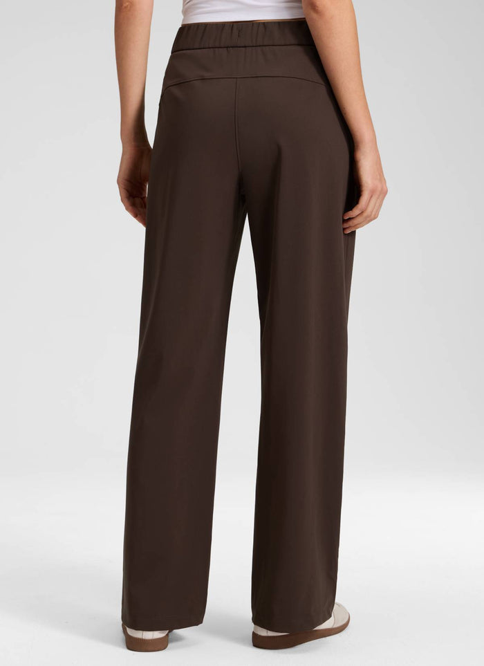 CRZ YOGA Women's Business Drawstring Pocket Straight Leg Pant 30" Hot Fudge Brown