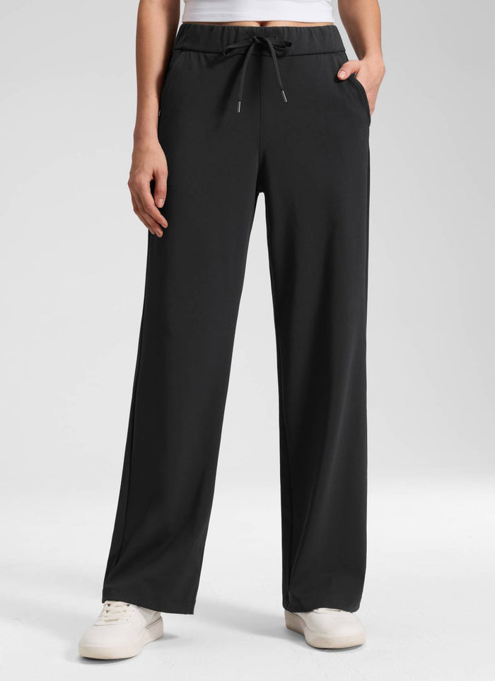 CRZ YOGA Women's Business Drawstring Pocket Straight Leg Pant 30" Black