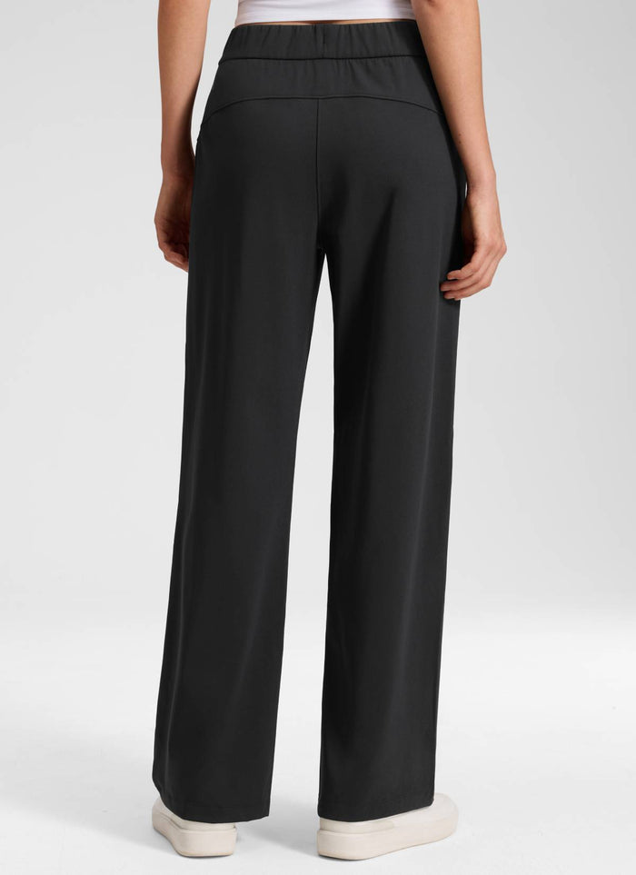 CRZ YOGA Women's Business Drawstring Pocket Straight Leg Pant 30" Black