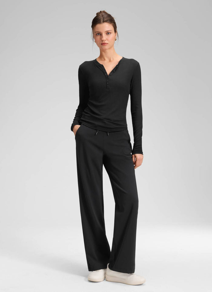 CRZ YOGA Women's Business Drawstring Pocket Straight Leg Pant 30" Black