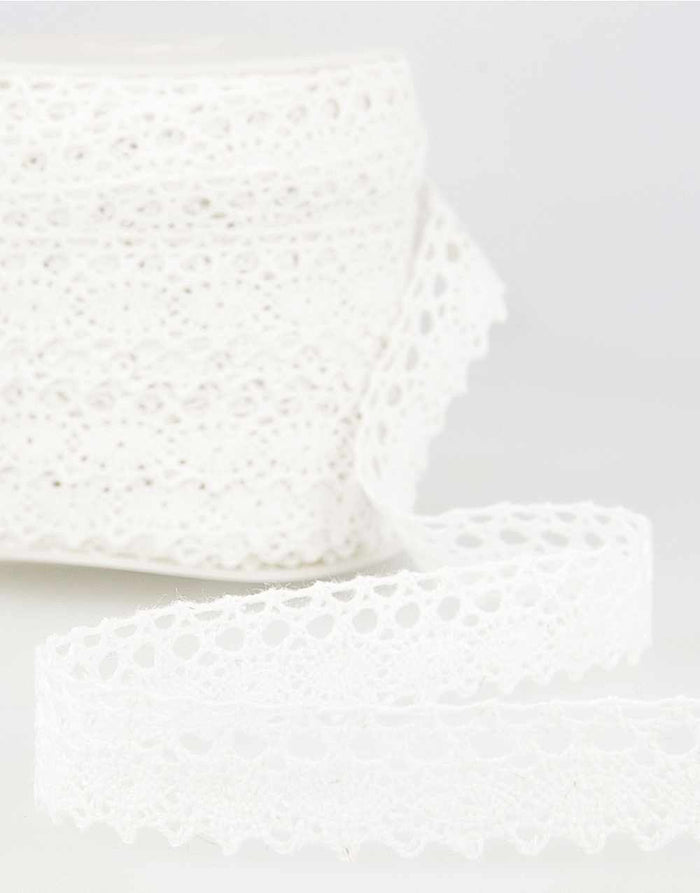 White Dentelle Cotton Lace Trim, 18mm