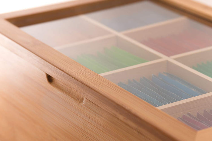 White Whale Wooden Tea Box Storage Organizer Taller Size Holds 120+ Standing or Flat Tea Bags