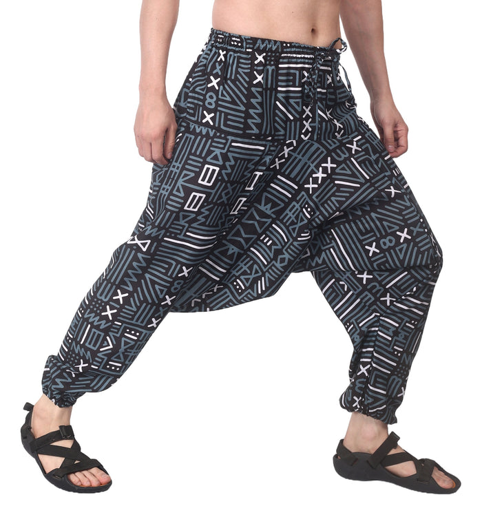 Whitewhale Mens Cotton Printed Harem Pants Pockets Yoga Trousers Hippie