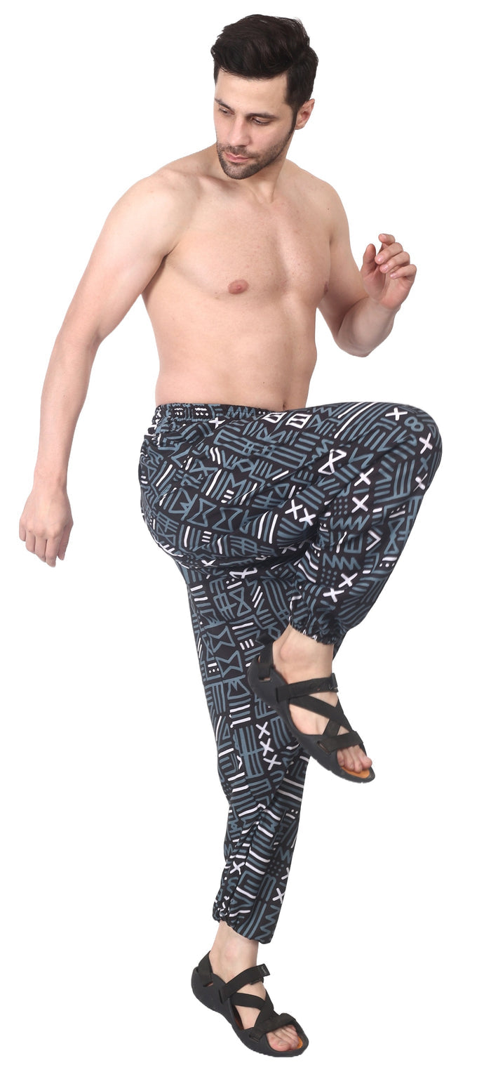 Whitewhale Mens Cotton Printed Harem Pants Pockets Yoga Trousers Hippie