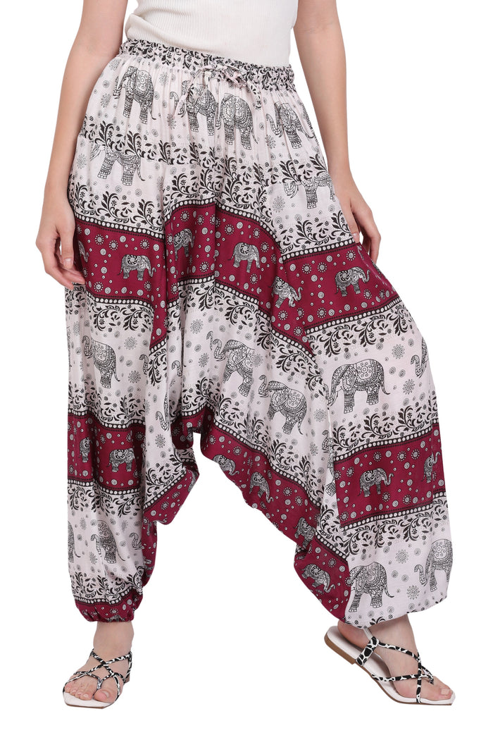 Whitewhale Mens & Women Rayon Elephant Printed  Harem Pants Pockets Yoga Trousers Hippie