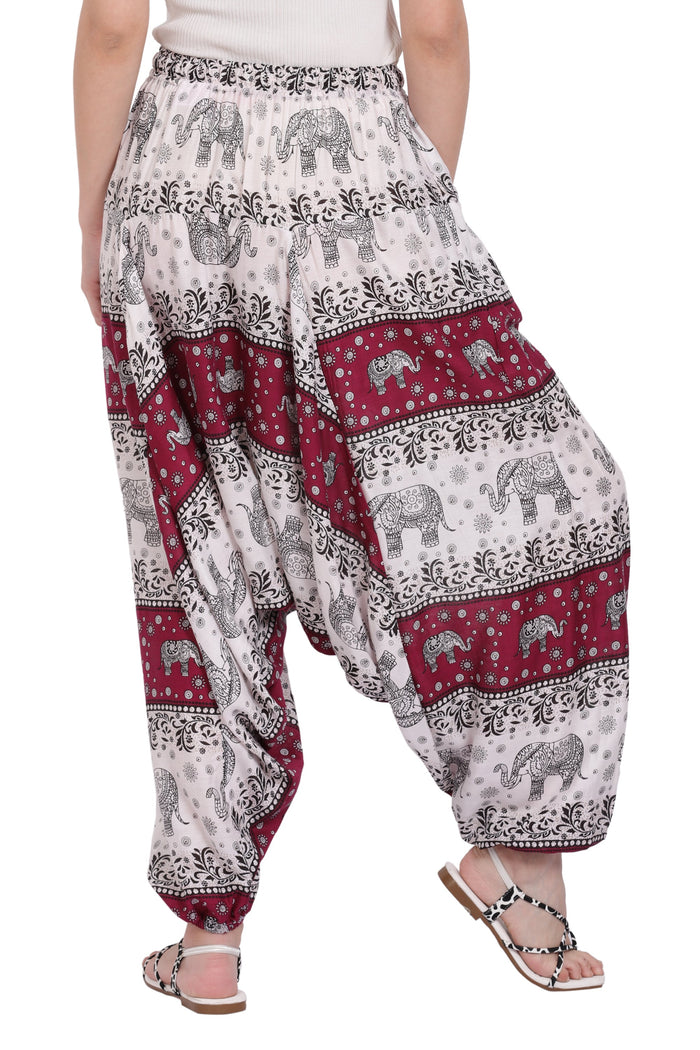 Whitewhale Mens & Women Rayon Elephant Printed  Harem Pants Pockets Yoga Trousers Hippie