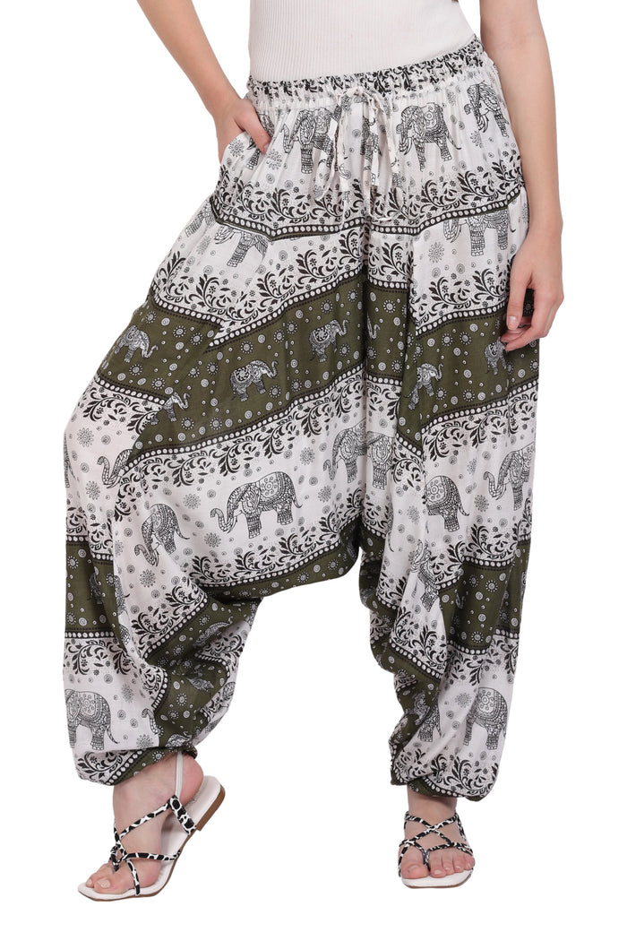 Whitewhale Mens & Women Rayon Elephant Printed  Harem Pants Pockets Yoga Trousers Hippie