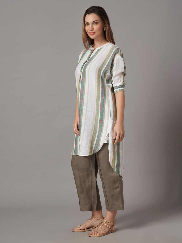 Women's 100% Linen Boxy Fit Blouse Multi