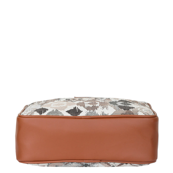 Women’s abstract tapestry vegan‑leather compact crossbody sling bag for everyday, travel, and casual outings — Canada & USA-bottom image