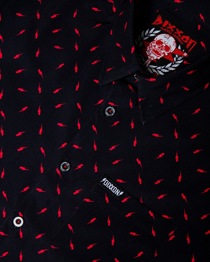 Women's Bolt Party Shirt - Black & Red - Dixxon Flannel Co.