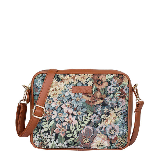 Women’s botanical tapestry vegan‑leather compact crossbody sling bag for everyday, travel, and casual outings — Canada & USA