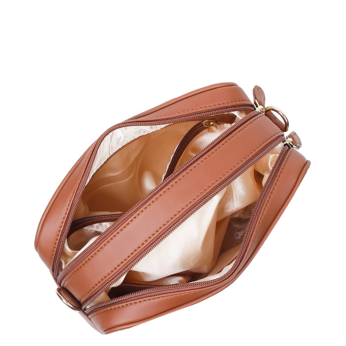 Women’s botanical tapestry vegan‑leather compact crossbody sling bag for everyday, travel, and casual outings — Canada & USA-inner view