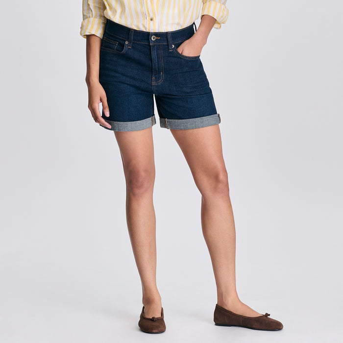 Women's Boyfriend Denim Shorts-Blue Denim-1