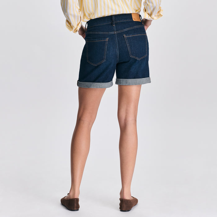 Women's Boyfriend Denim Shorts-Blue Denim-2
