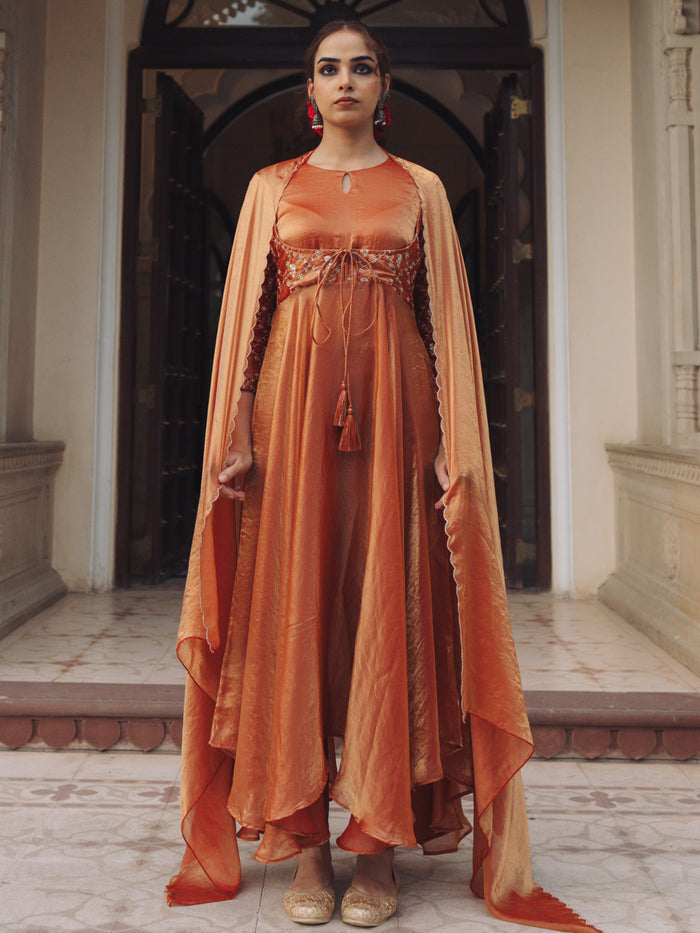 Women's Embroidered Flared Anarkali Kurta Set with Dupatta