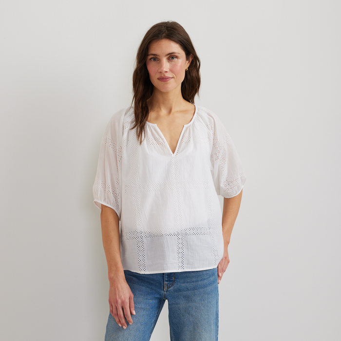 Women's Eyelet Shirt-White-Regular-C1