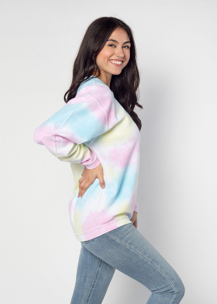 Women's Georgia Rainbow Tie Dye Original Corded Crew