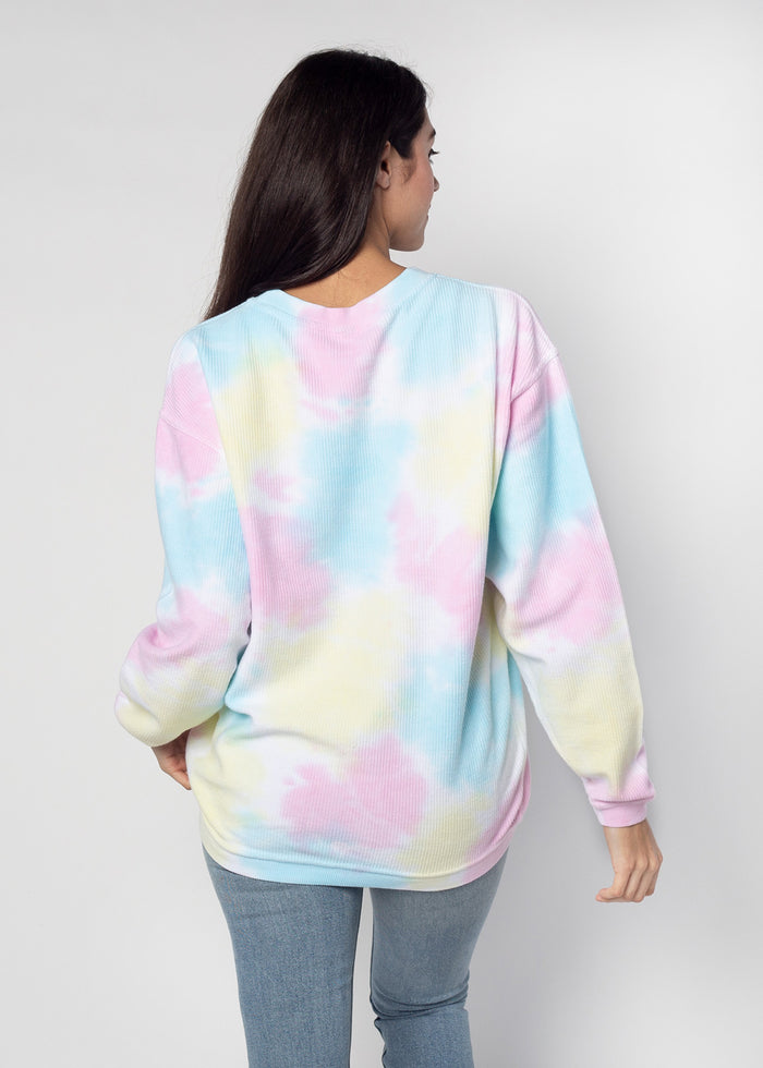 Women's Georgia Rainbow Tie Dye Original Corded Crew