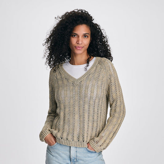 Women's Pointelle Pullover-Sage-1