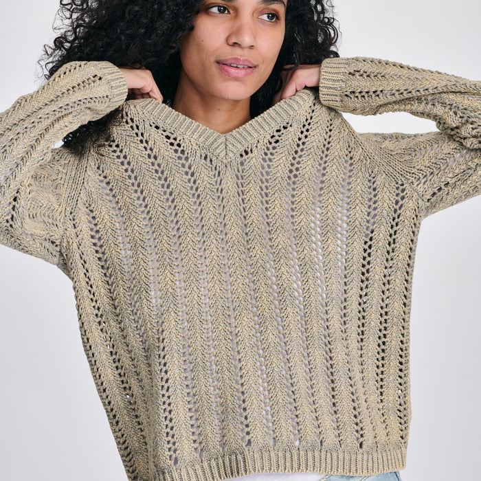 Women's Pointelle Pullover-Sage-3