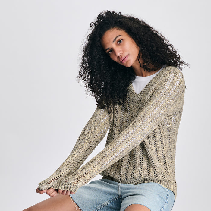 Women's Pointelle Pullover-Sage-4
