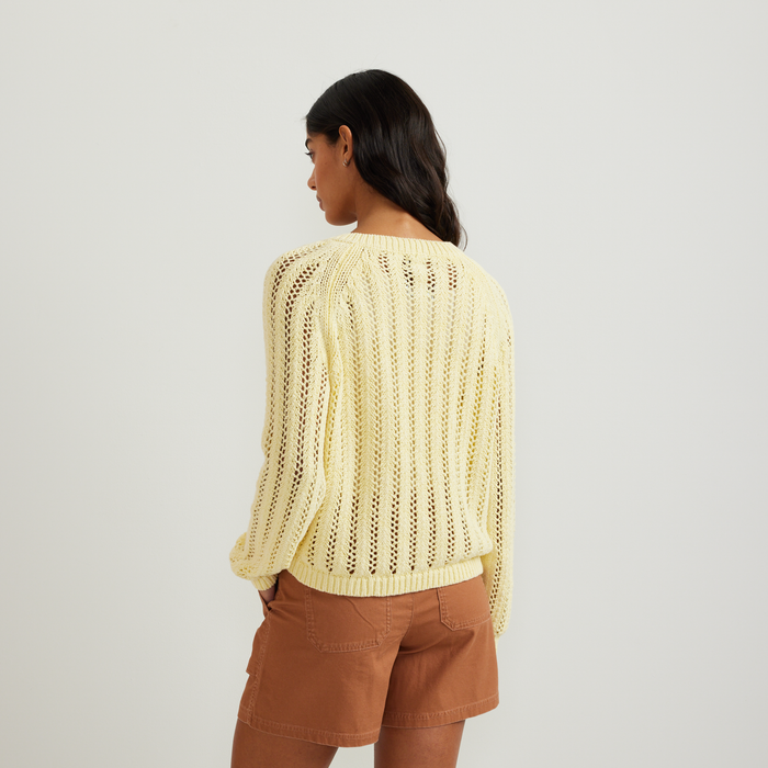 Women's Pointelle Pullover-Yellow-Regular-F1