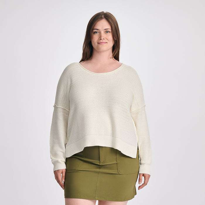 Women's Roll Neck Sweater-Cream-Plus-C1