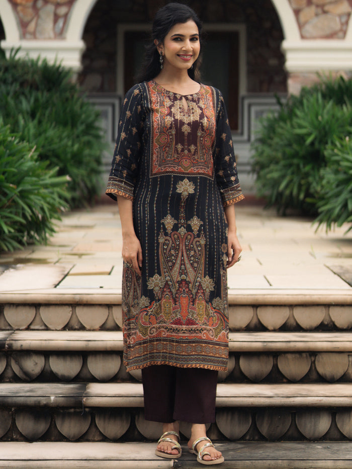 Women's Sequined Straight Kurta Set