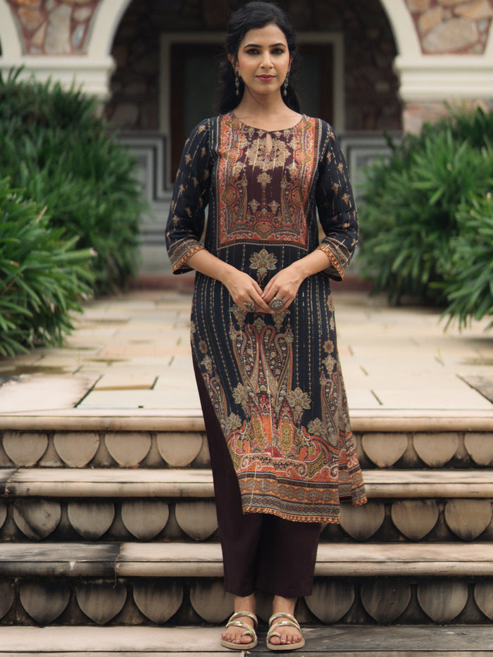 Women's Sequined Straight Kurta Set
