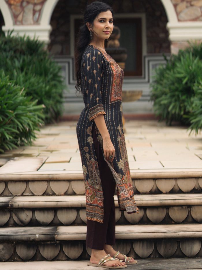 Women's Sequined Straight Kurta Set