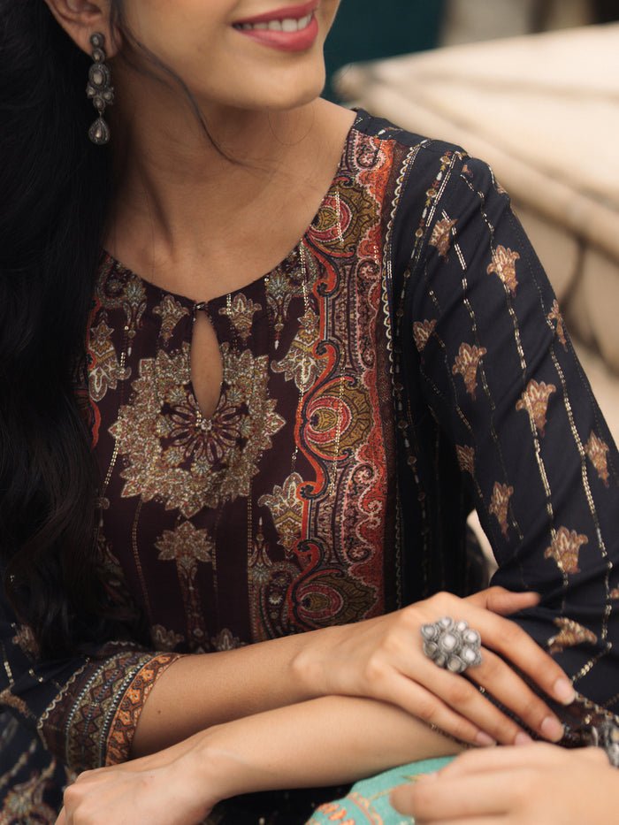 Women's Sequined Straight Kurta Set
