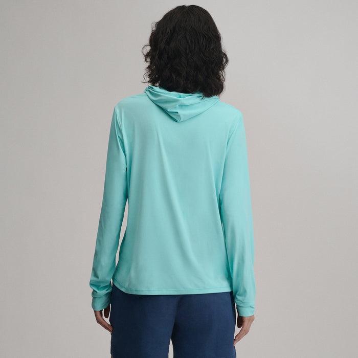 Women's Sundrift UPF Long Sleeve Hoodie-Tropical Blue-2