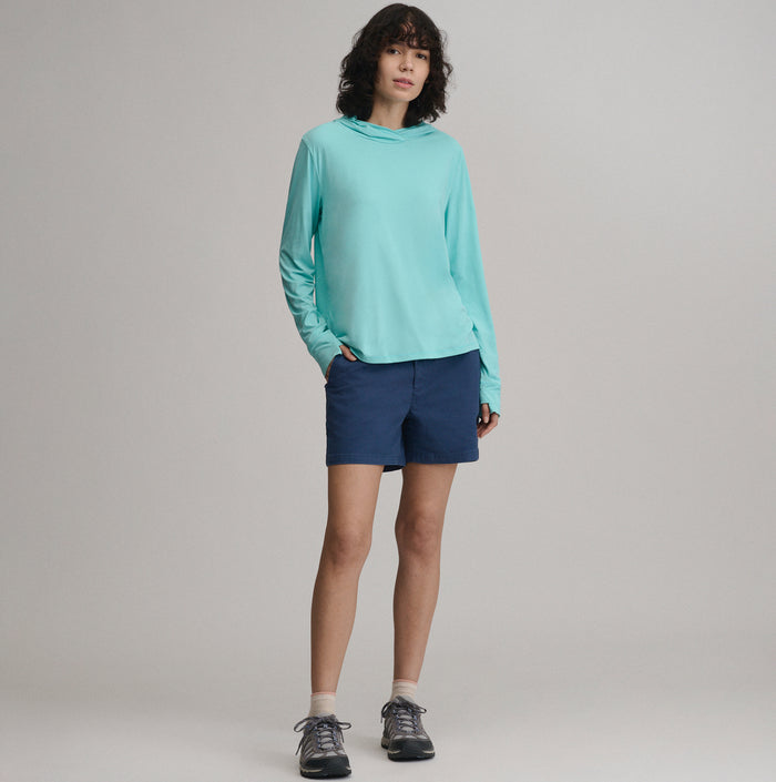 Women's Sundrift UPF Long Sleeve Hoodie-Tropical Blue-5